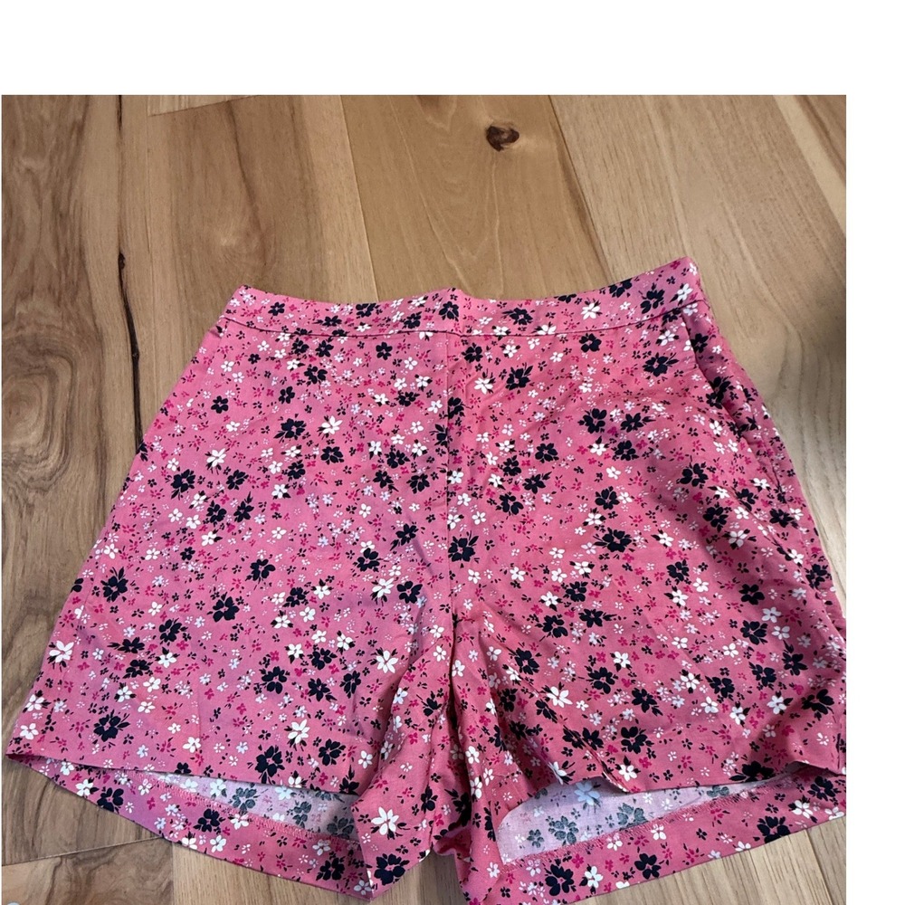 Ann Taylor Floral Shorts Womens Size 6 Pink Side Zip Botanical Print Summer